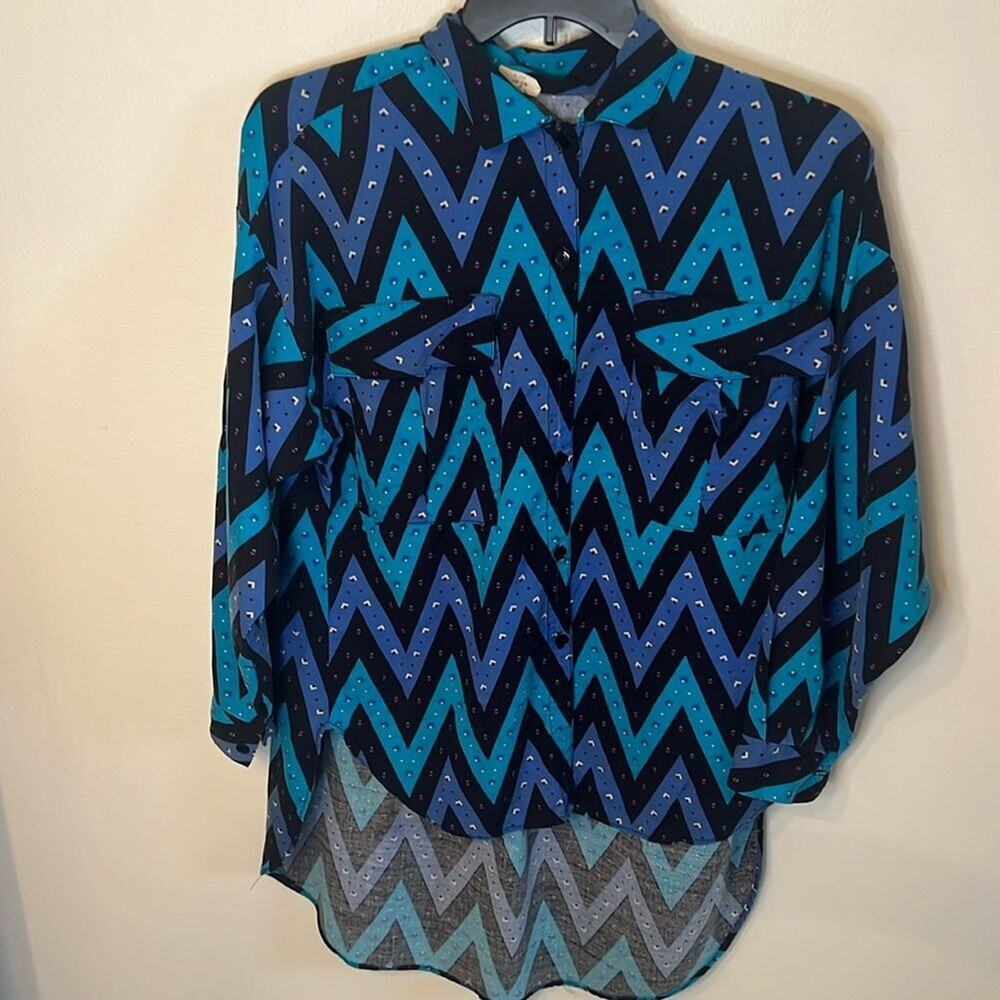 if Fashion Vtg 90s Two Piece Set Tunic Button Up Straight Leg Pants Chevron L